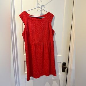 Ladies red eyelet dress by George. Size 16. Fully lined. Great condition.